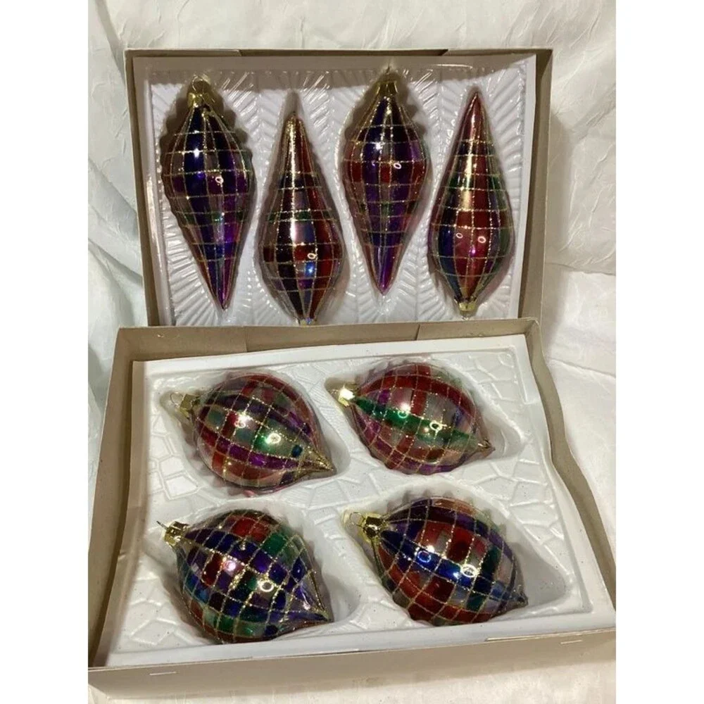 Beautiful Glass Commodore Christmas Classic Ornaments Two Complete Boxes (8)
